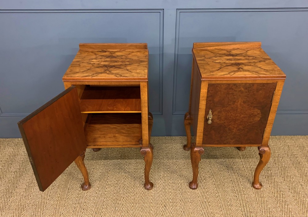 Pair of Burr Walnut Bedside Cupboards View IV