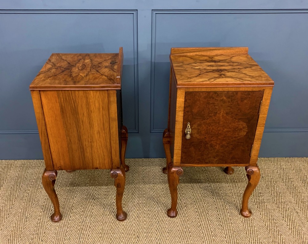 Pair of Burr Walnut Bedside Cupboards View VI