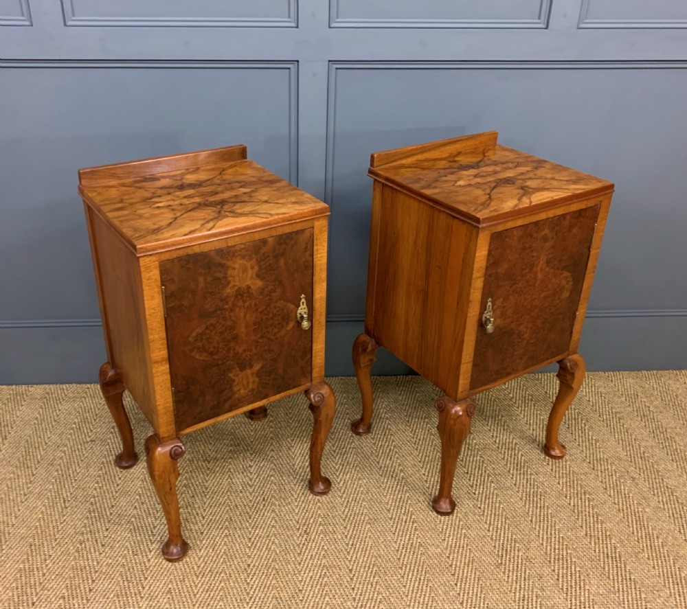 Pair of Burr Walnut Bedside Cupboards View VII