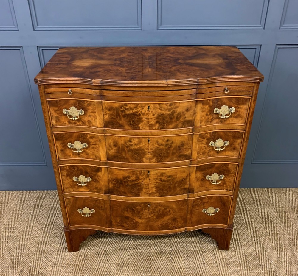 Burr Walnut Serpentine Chest of Drawers
