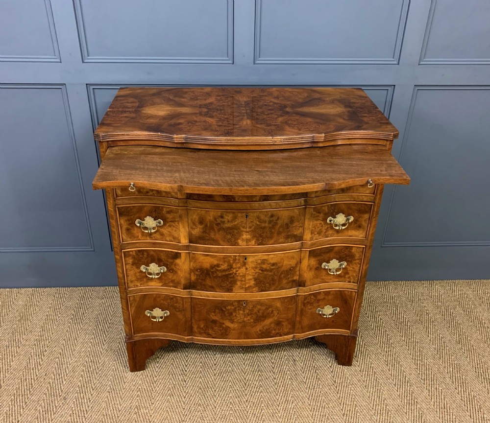 Burr Walnut Serpentine Chest of Drawers View III