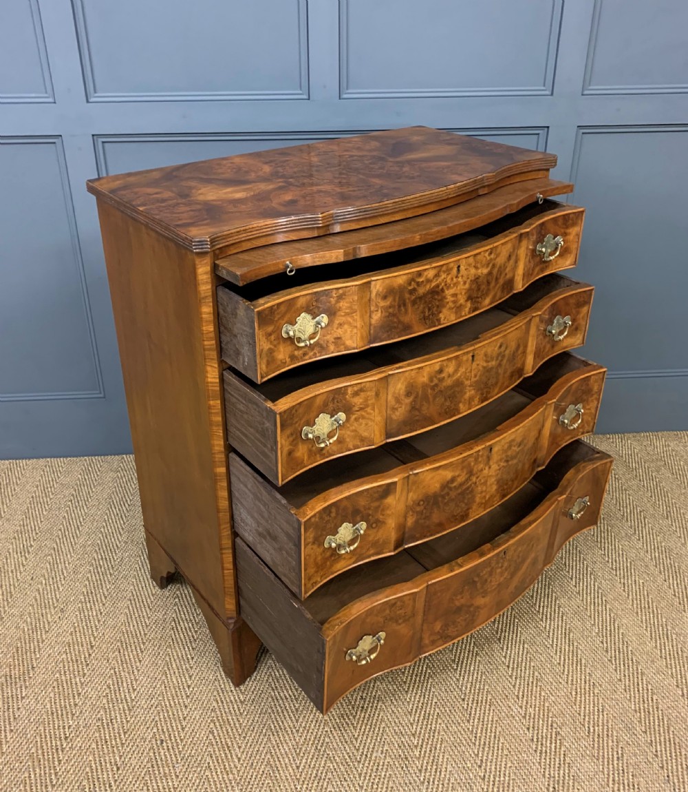 Burr Walnut Serpentine Chest of Drawers View IV