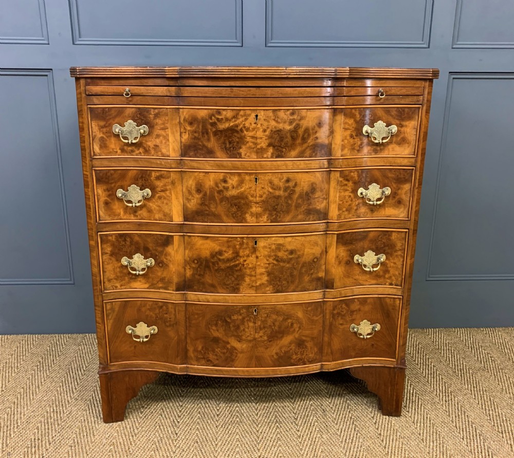 Burr Walnut Serpentine Chest of Drawers View VI