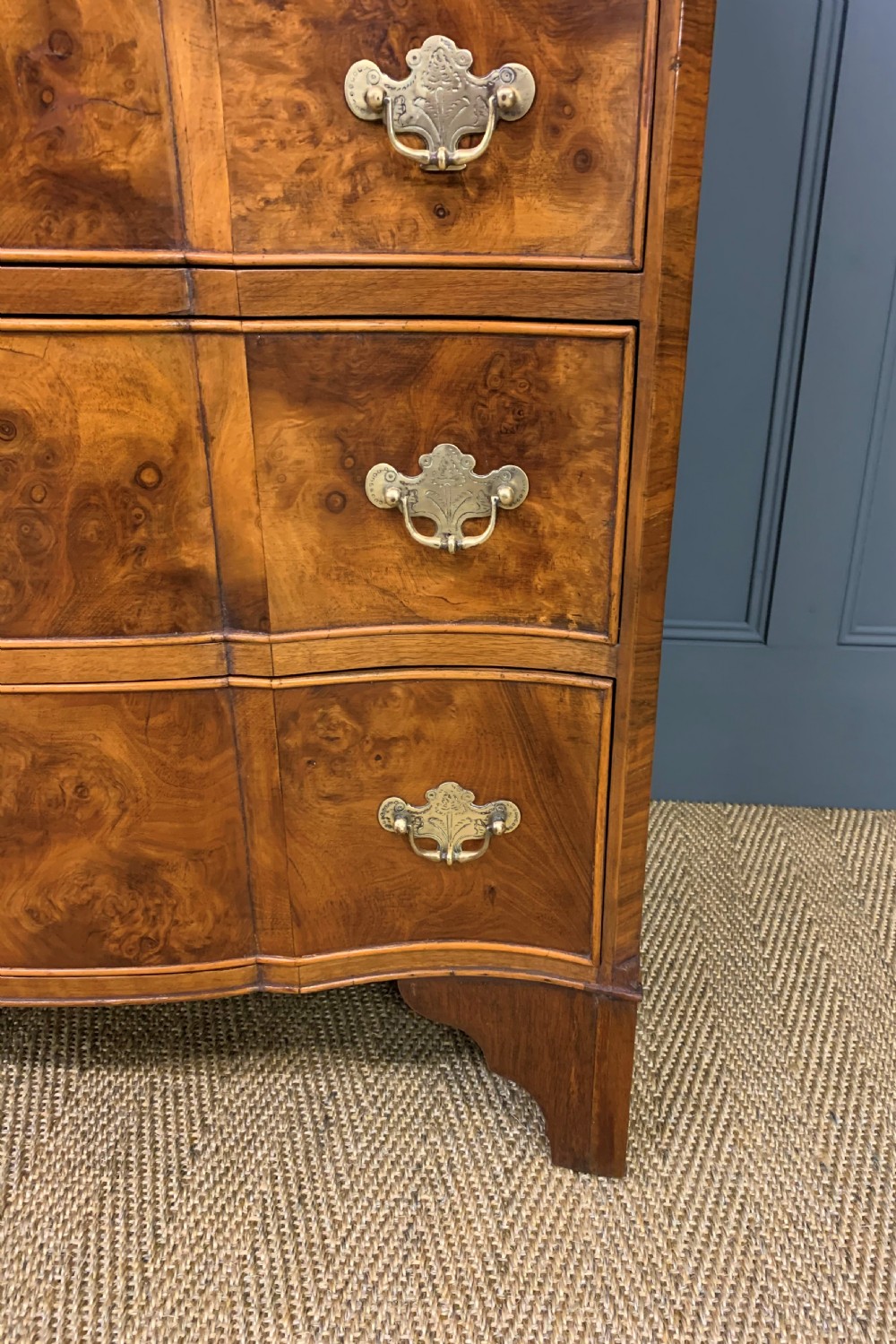 Burr Walnut Serpentine Chest of Drawers View IX