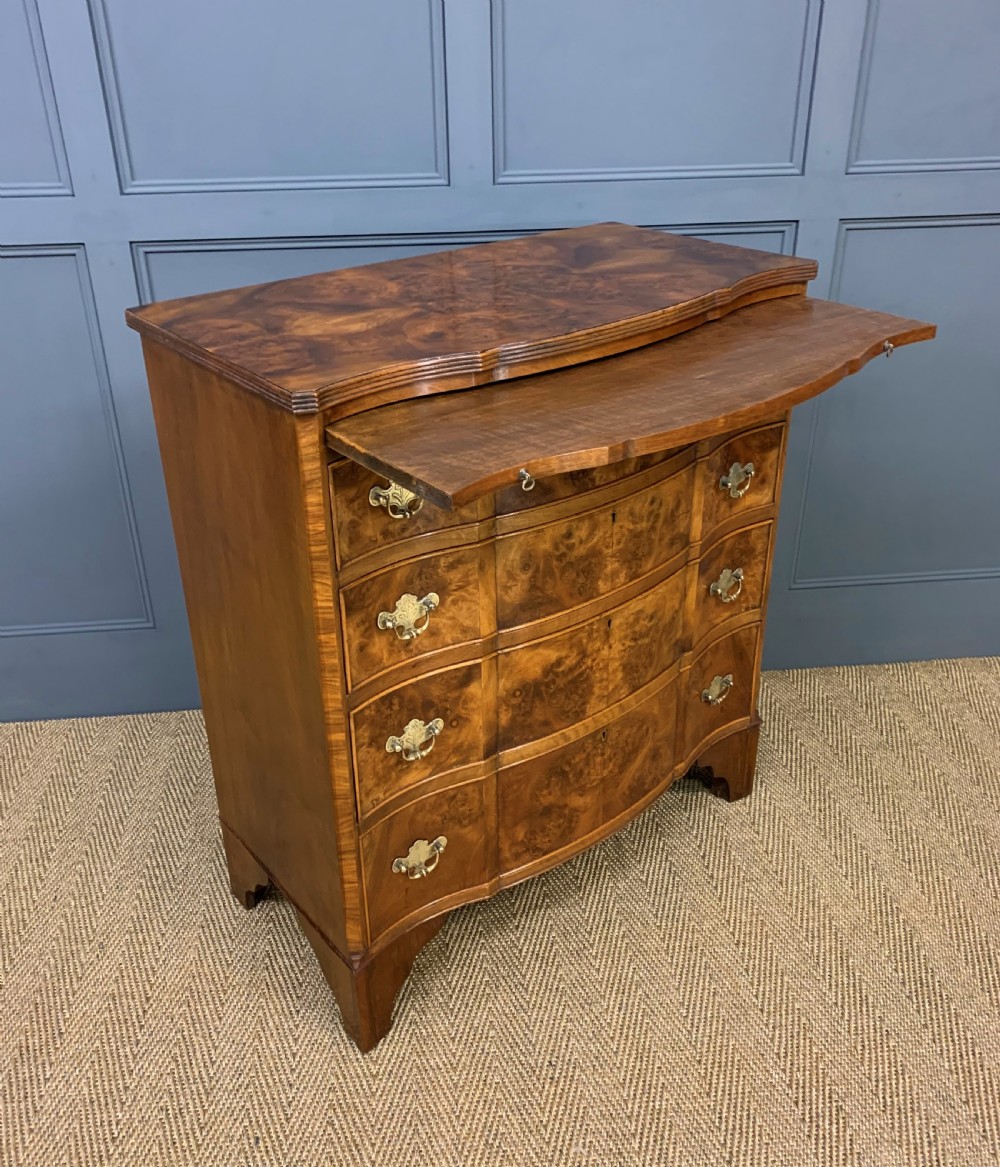 Burr Walnut Serpentine Chest of Drawers View XI