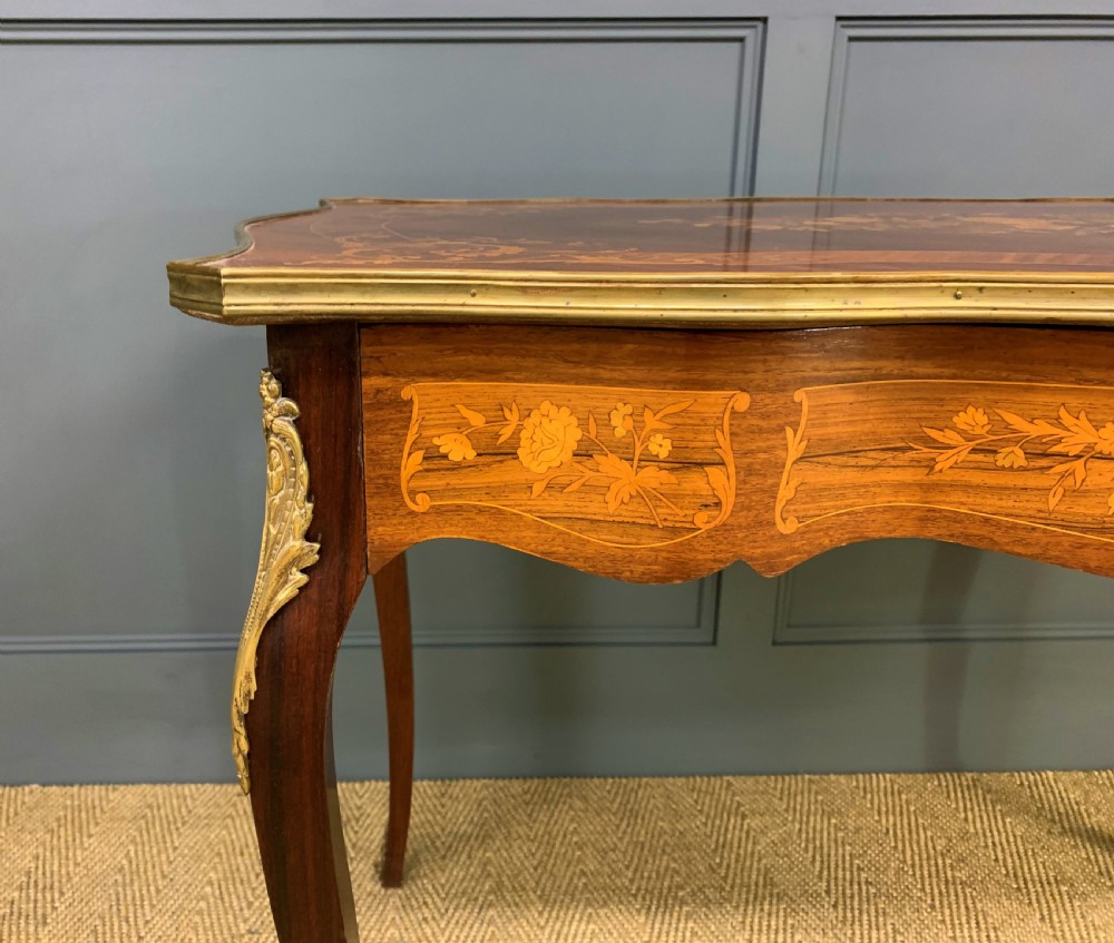 French Inlaid Rosewood Floral Marquetry Table View VII