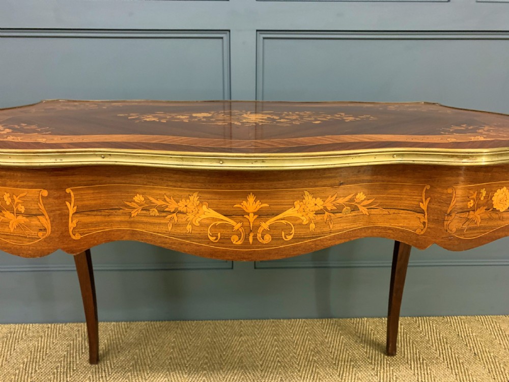 French Inlaid Rosewood Floral Marquetry Table View VIII
