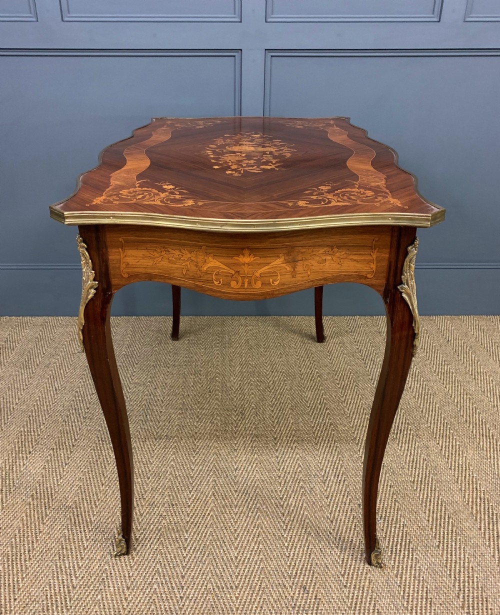 French Inlaid Rosewood Floral Marquetry Table View XII