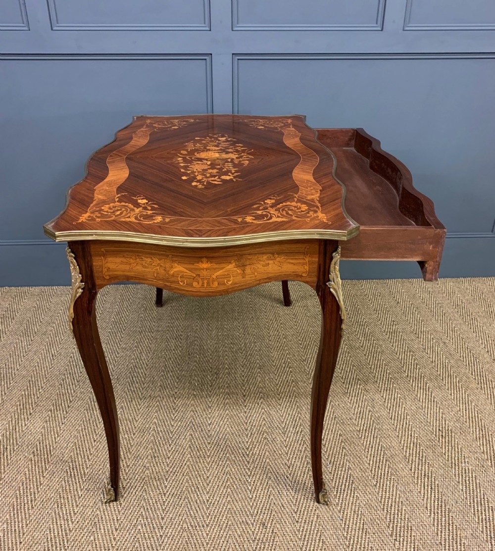 French Inlaid Rosewood Floral Marquetry Table View XIII
