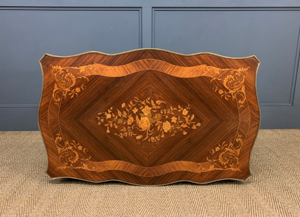 French Inlaid Rosewood Floral Marquetry Table View XIV