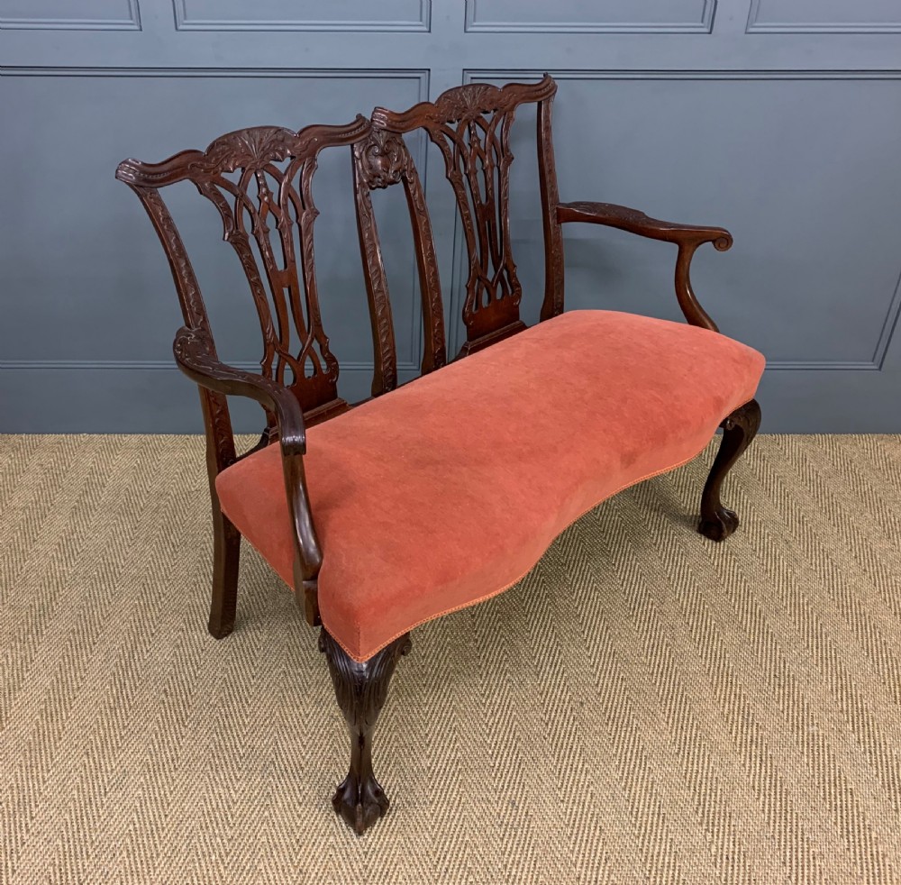 Chippendale Design Mahogany Settee Bench