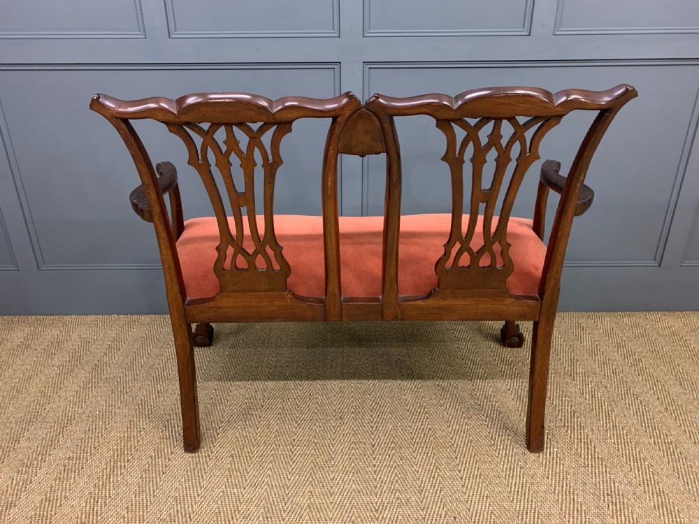 Chippendale Design Mahogany Settee Bench View V