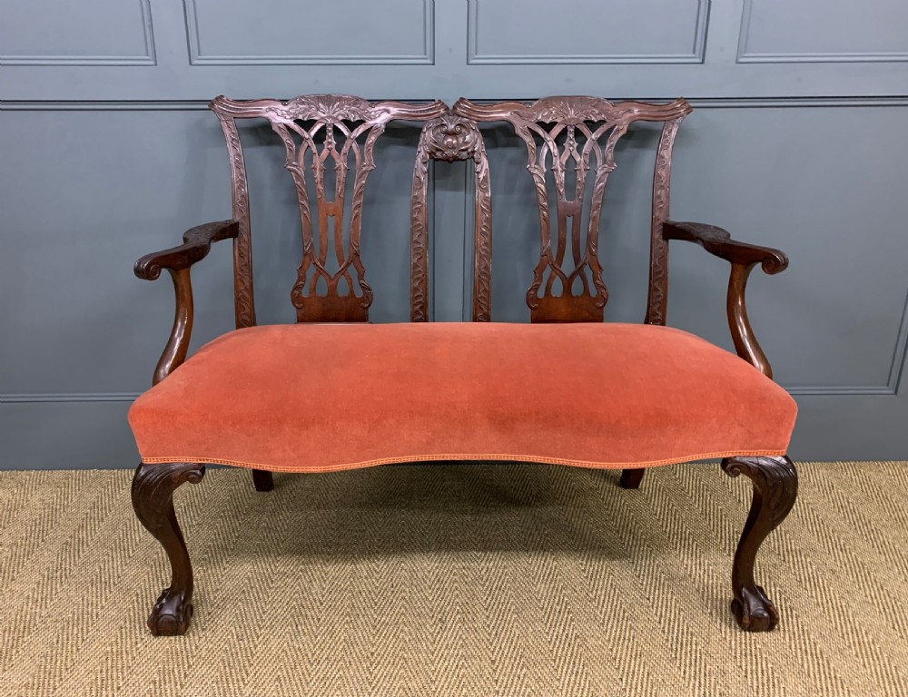 Chippendale Design Mahogany Settee Bench View VI