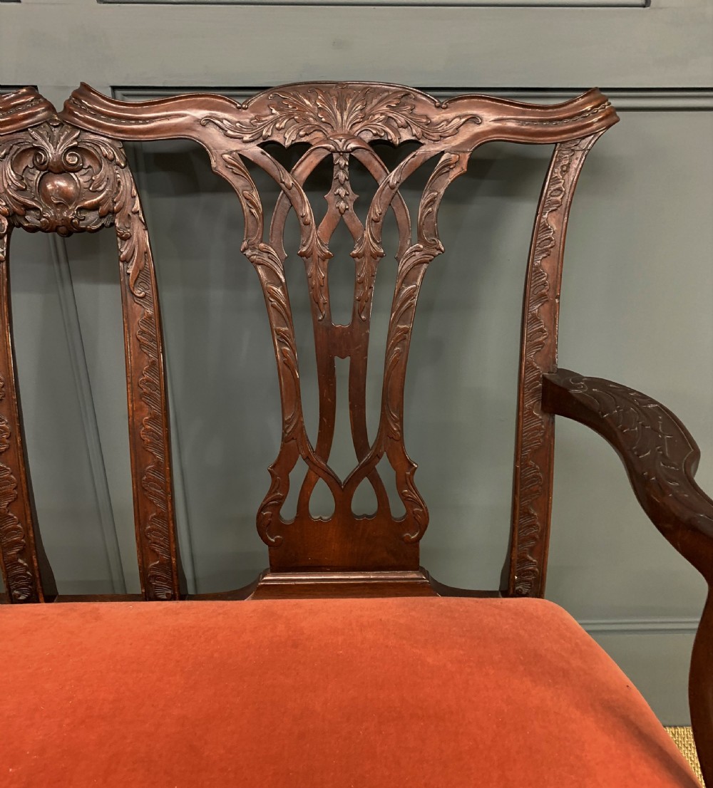 Chippendale Design Mahogany Settee Bench View VIII