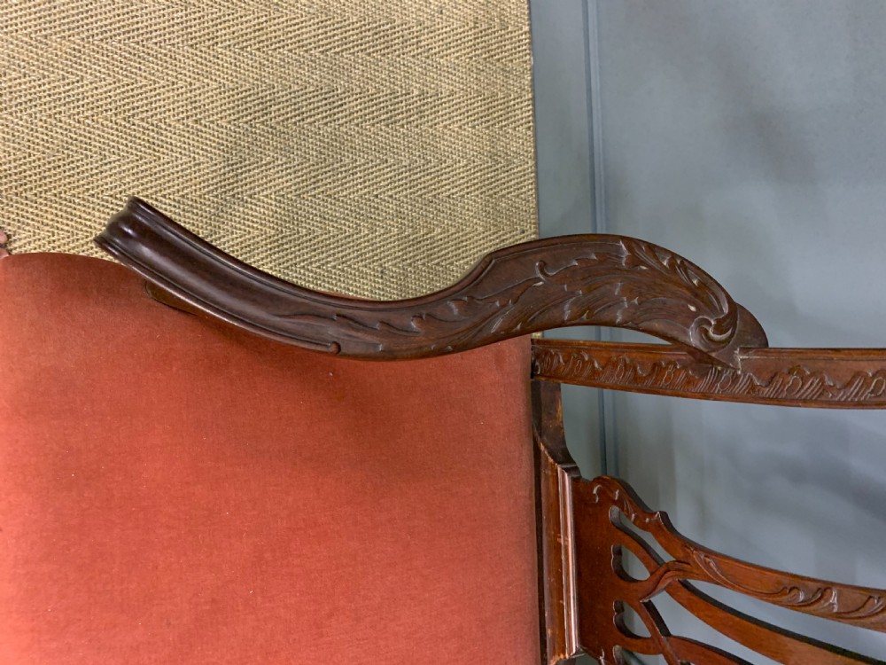 Chippendale Design Mahogany Settee Bench View XI