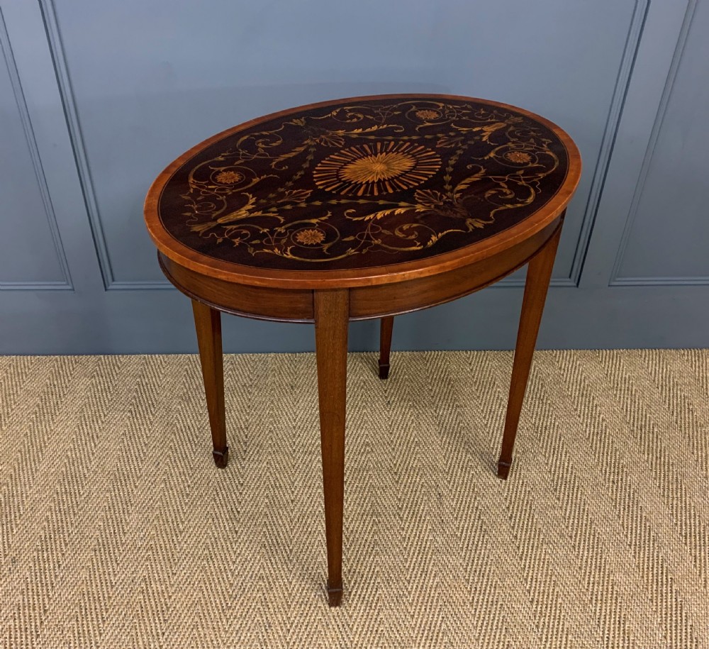 Inlaid Mahogany Oval Occasional Table