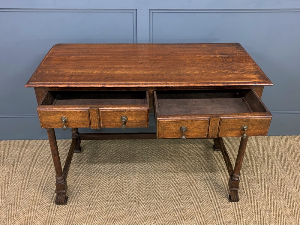 Two Drawer Oak Side Table View VIII