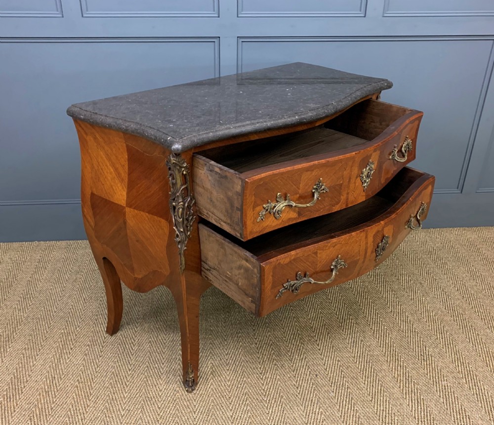 French Kingwood Marble Topped Bombe Commode View V