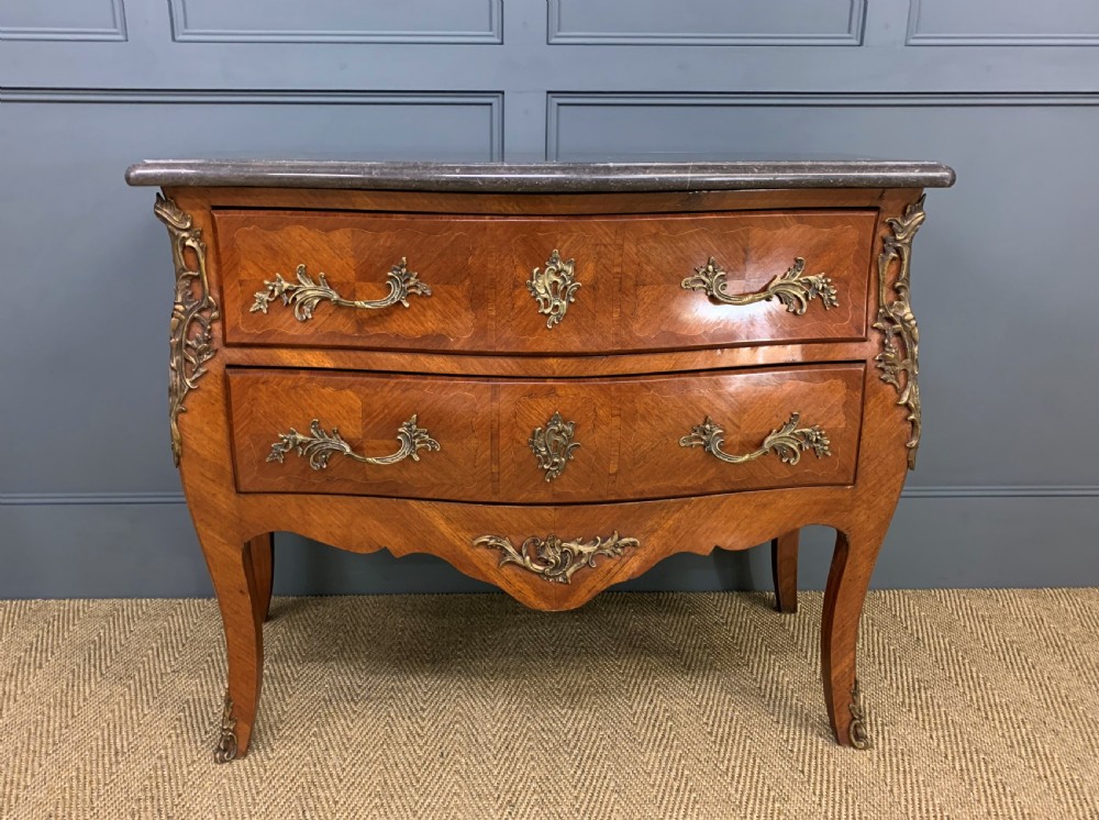 French Kingwood Marble Topped Bombe Commode View VI