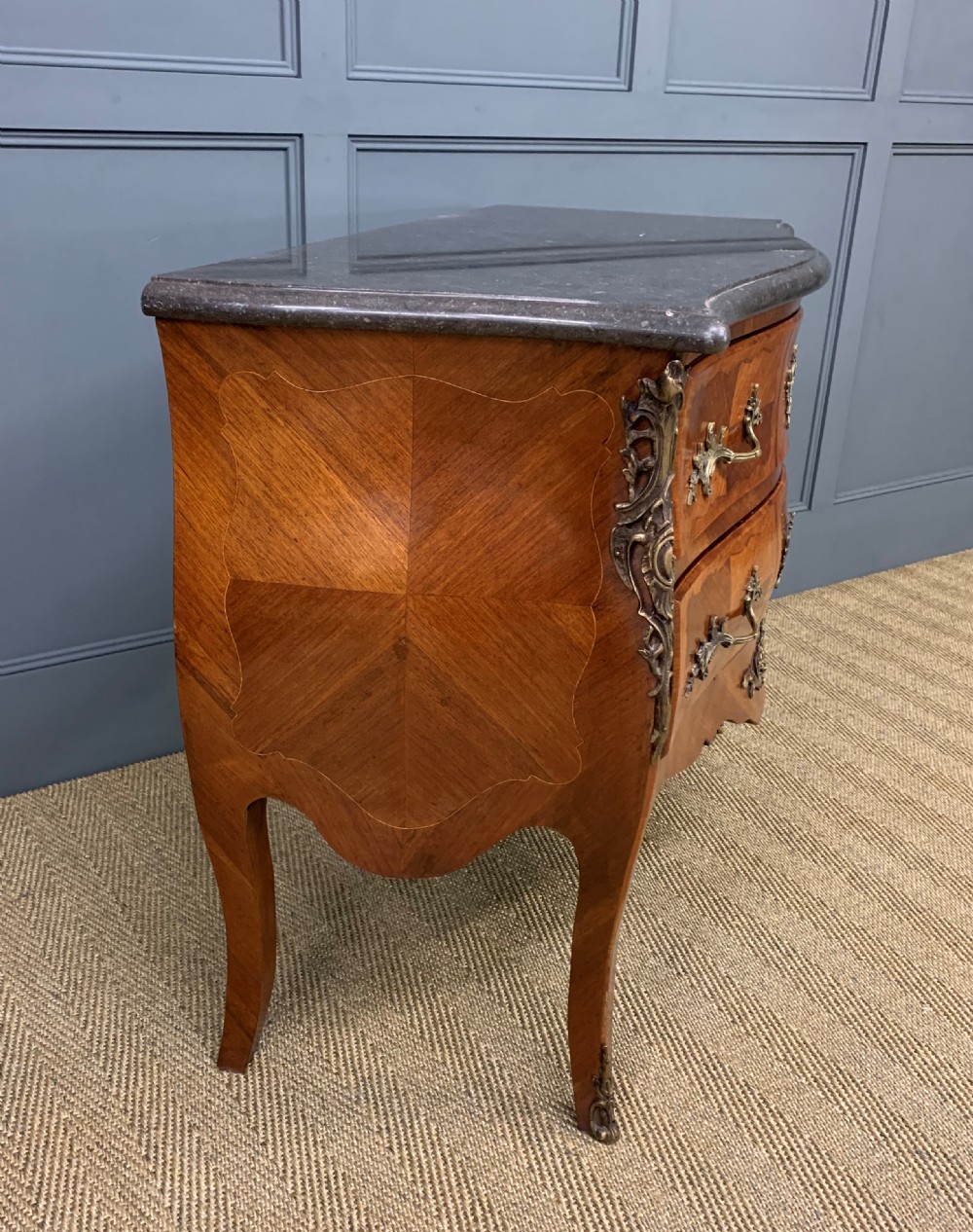 French Kingwood Marble Topped Bombe Commode View X