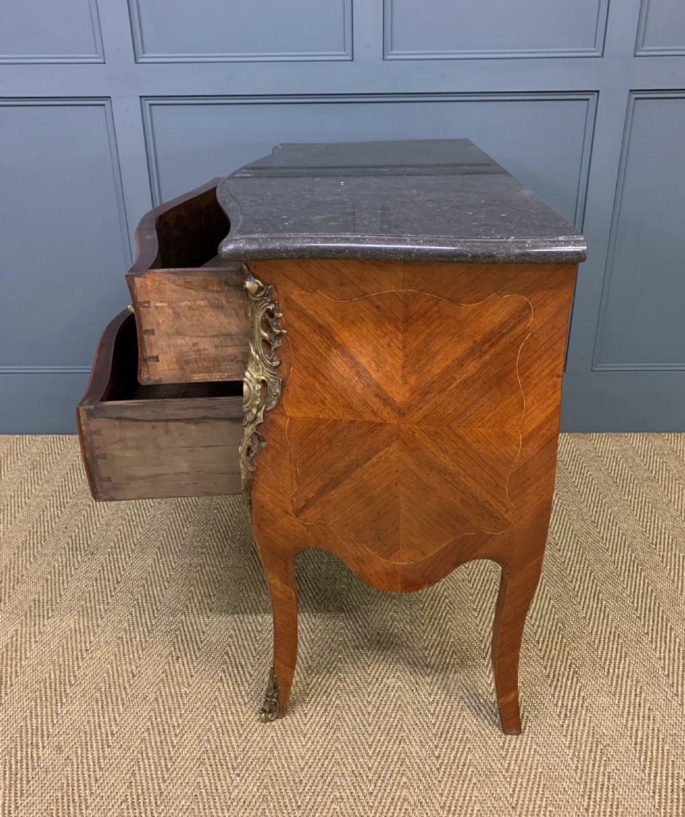 French Kingwood Marble Topped Bombe Commode View XI