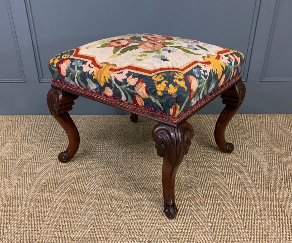 Victorian Walnut Cabriole Legged Stool