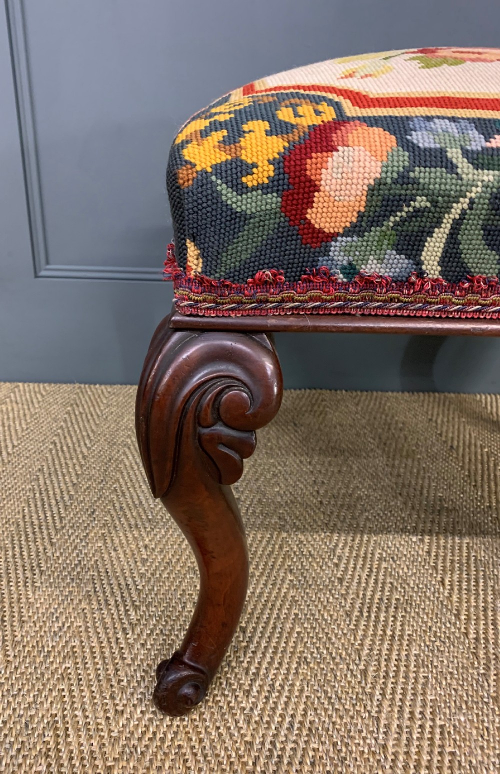 Victorian Walnut Cabriole Legged Stool View III