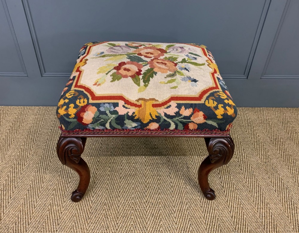 Victorian Walnut Cabriole Legged Stool View VI