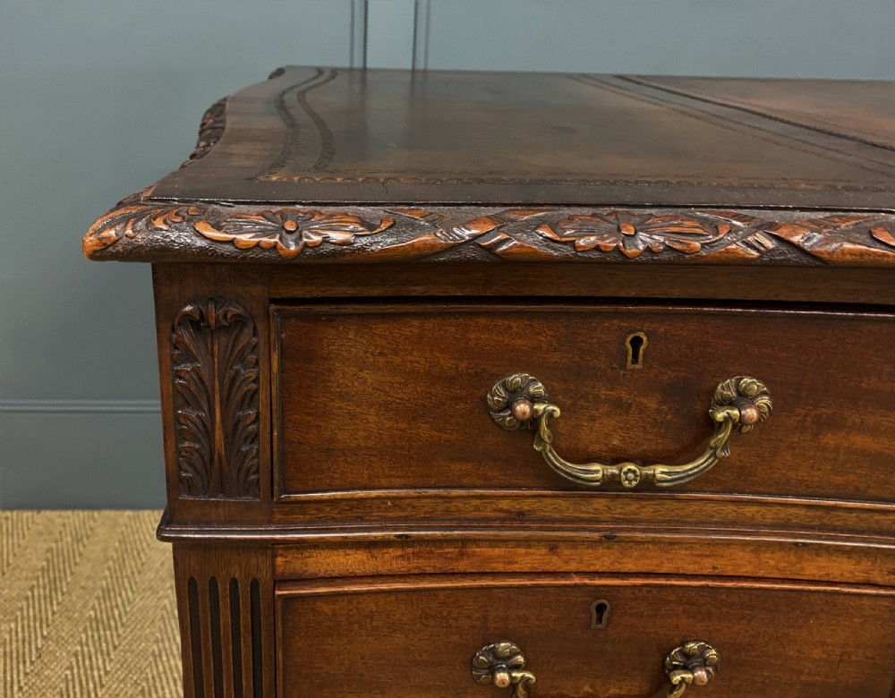 Edwardian Chippendale Style Mahogany Pedestal Desk View XI