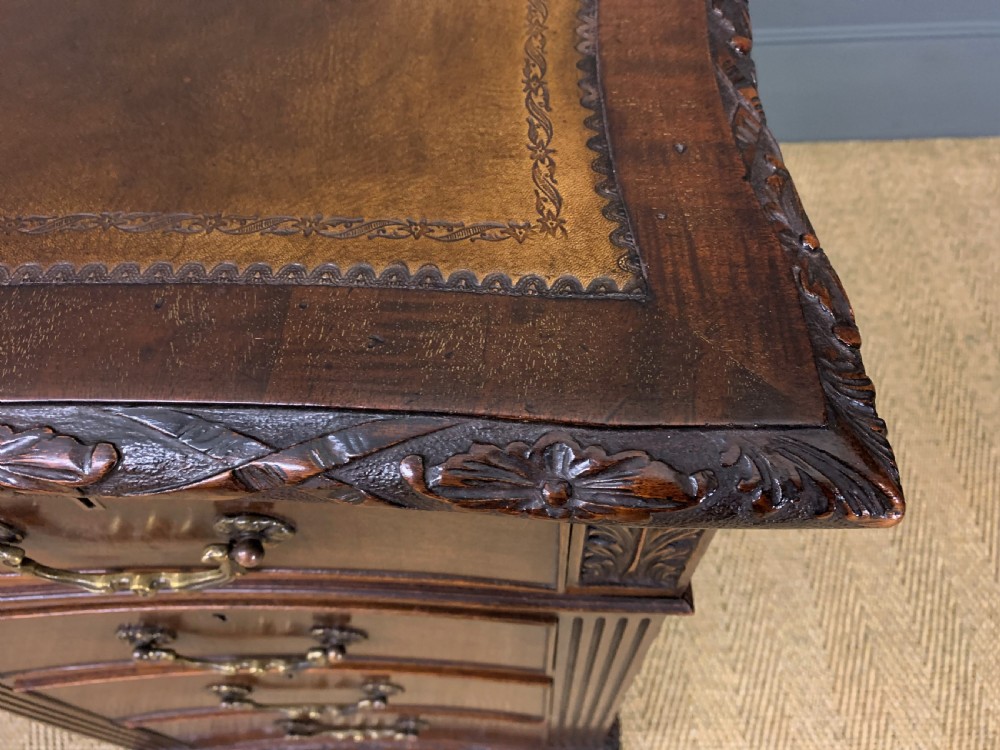 Edwardian Chippendale Style Mahogany Pedestal Desk View XII