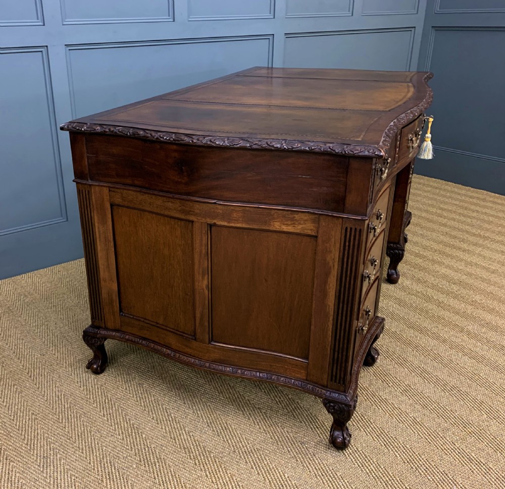 Edwardian Chippendale Style Mahogany Pedestal Desk View XIII