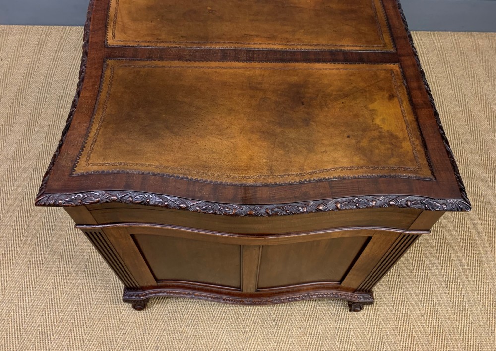 Edwardian Chippendale Style Mahogany Pedestal Desk View XV