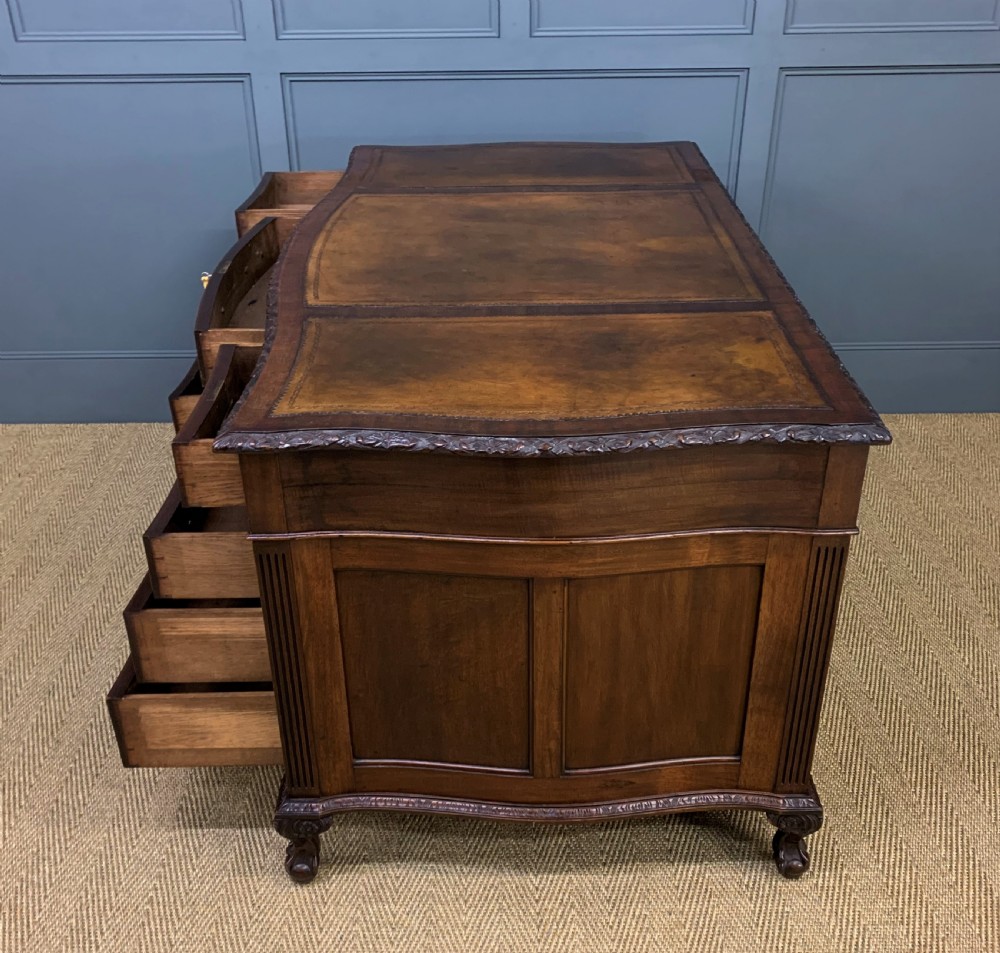 Edwardian Chippendale Style Mahogany Pedestal Desk View XVI