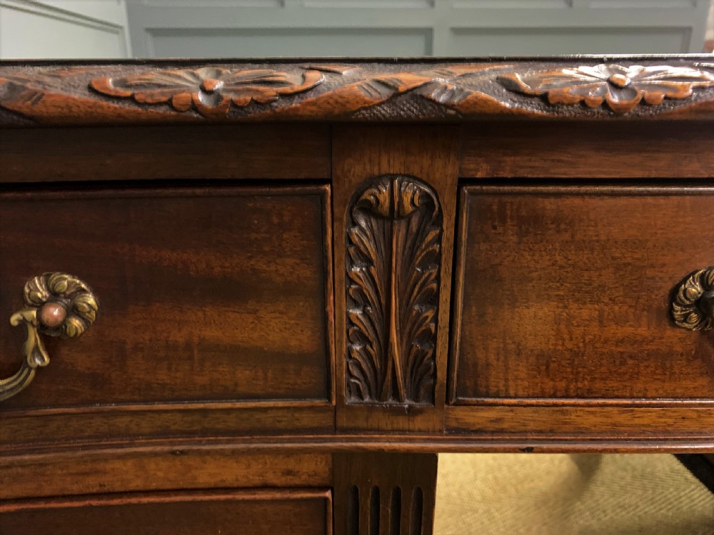 Edwardian Chippendale Style Mahogany Pedestal Desk View XVII