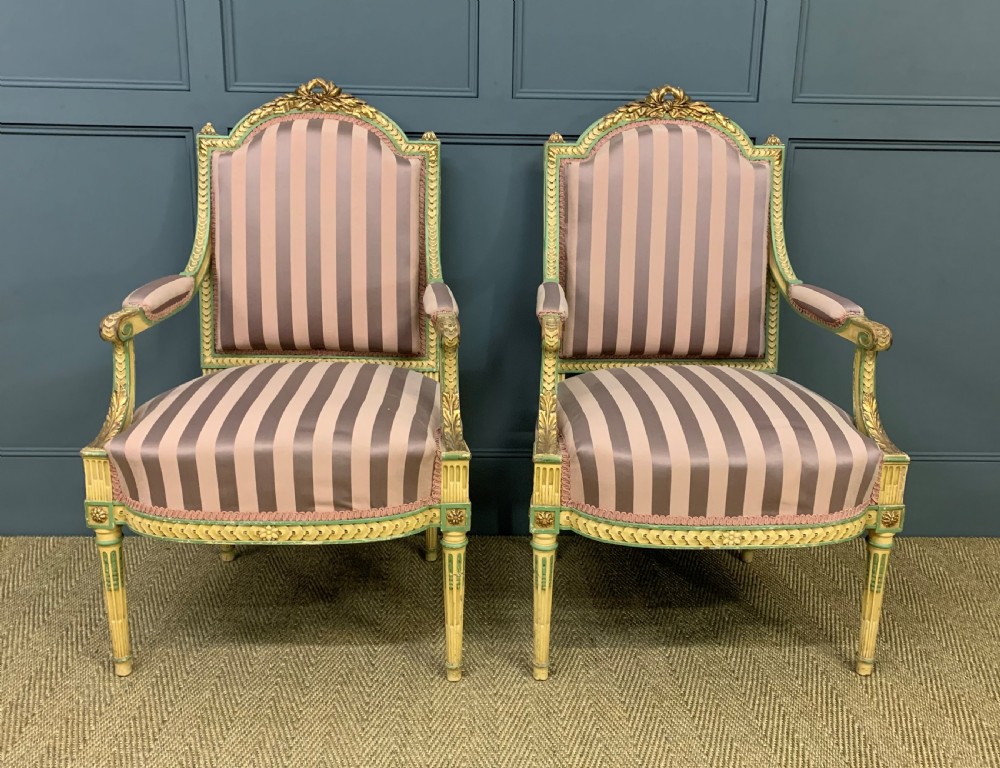 Pair of Upholstered French Armchairs View II