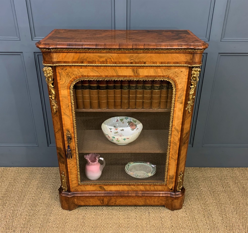 Victorian Inlaid Burr Walnut Pier Cabinet