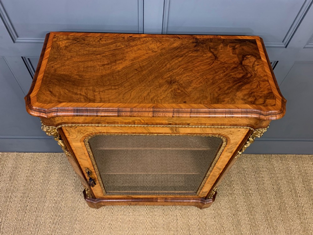 Victorian Inlaid Burr Walnut Pier Cabinet View II