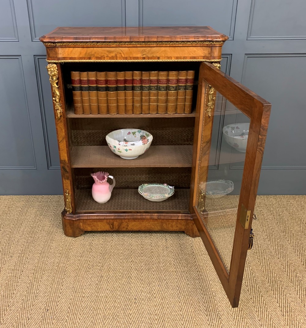Victorian Inlaid Burr Walnut Pier Cabinet View V