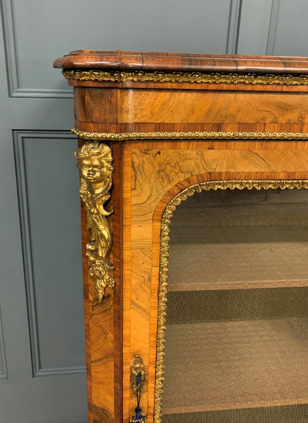 Victorian Inlaid Burr Walnut Pier Cabinet View VI