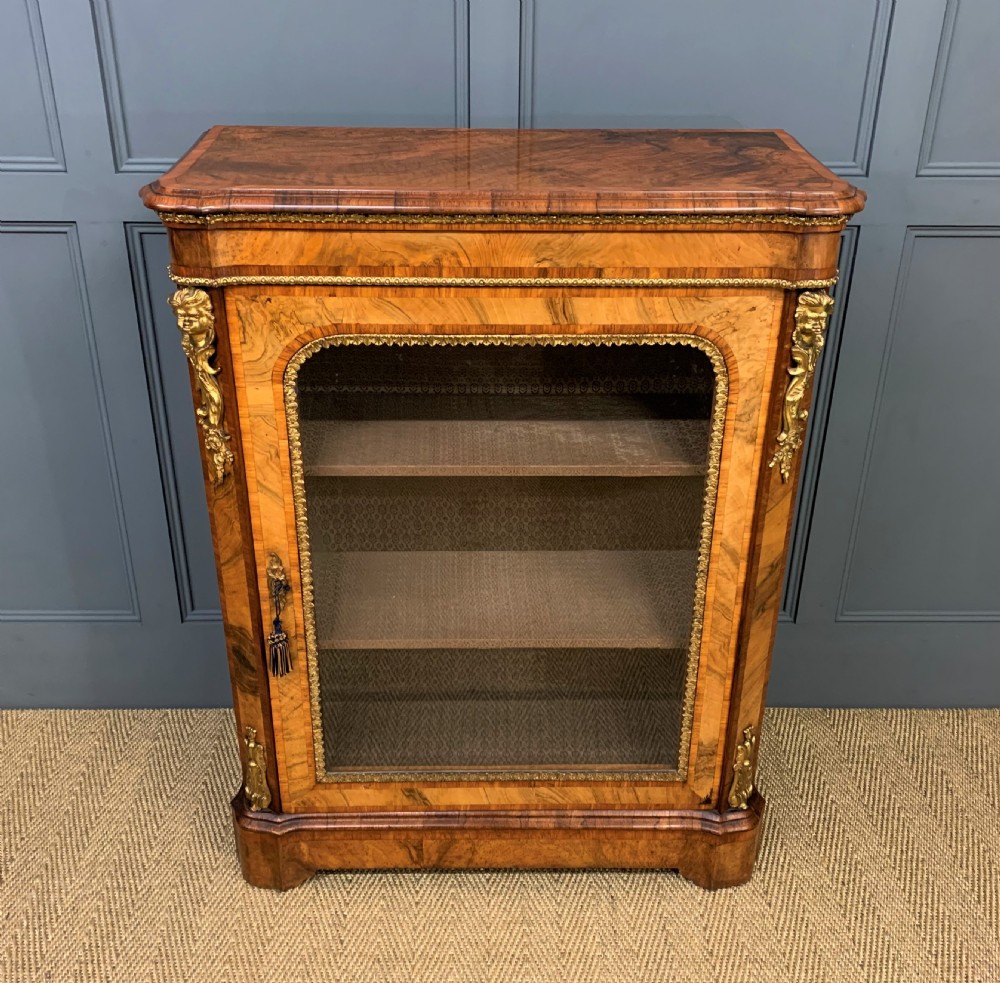 Victorian Inlaid Burr Walnut Pier Cabinet View XVI