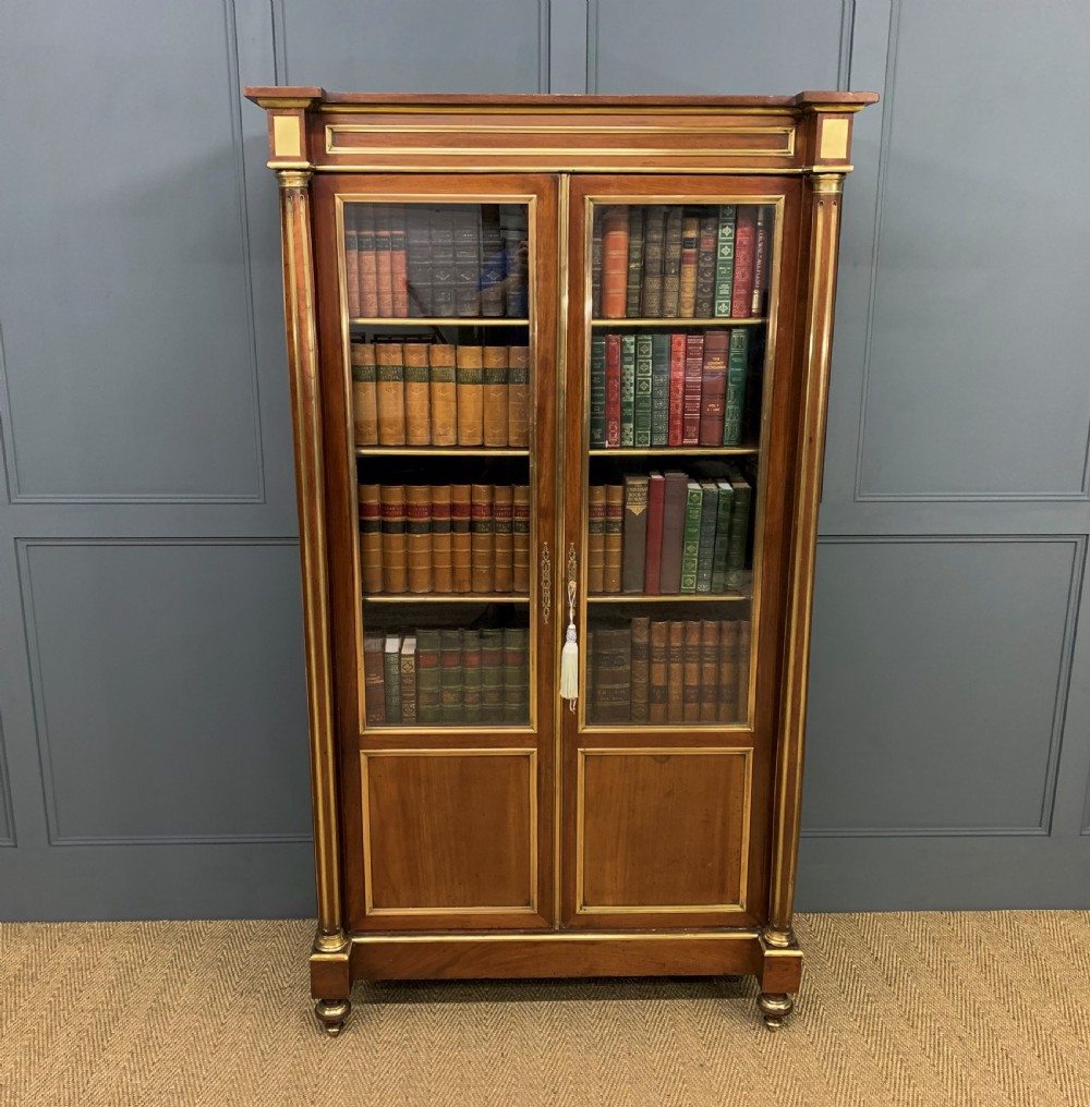 French Mahogany Brass Inlaid Bookcase View III