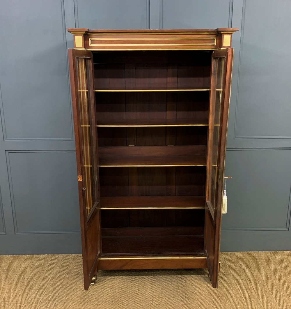 French Mahogany Brass Inlaid Bookcase View VI