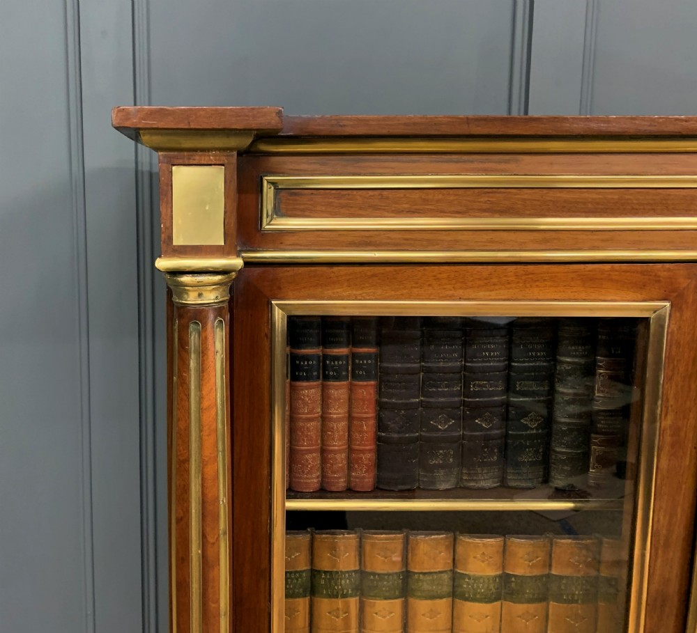 French Mahogany Brass Inlaid Bookcase View X