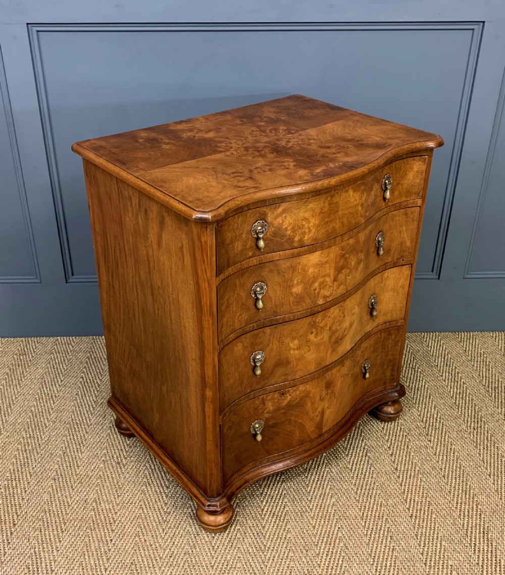 Serpentine Burr Walnut Chest of Drawers