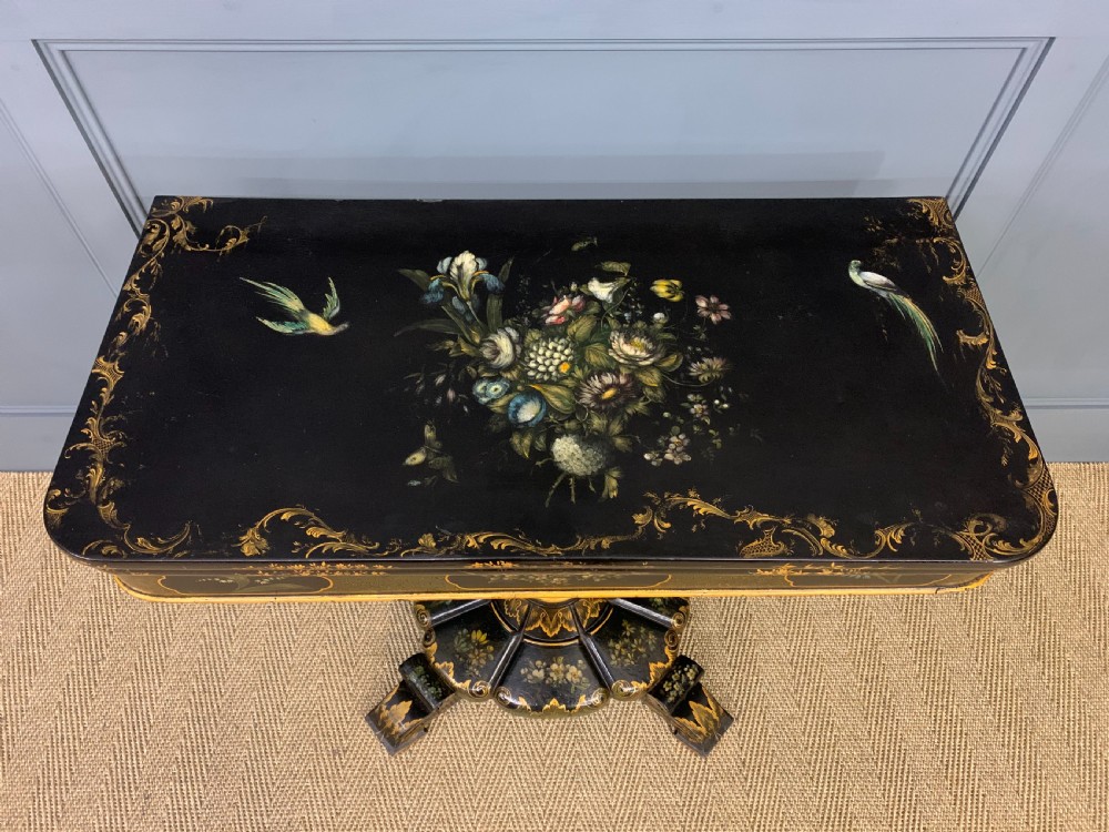 Victorian Japanned Lacquered Card Table View II
