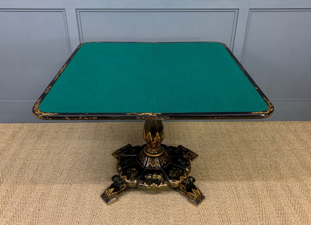Victorian Japanned Lacquered Card Table View IV