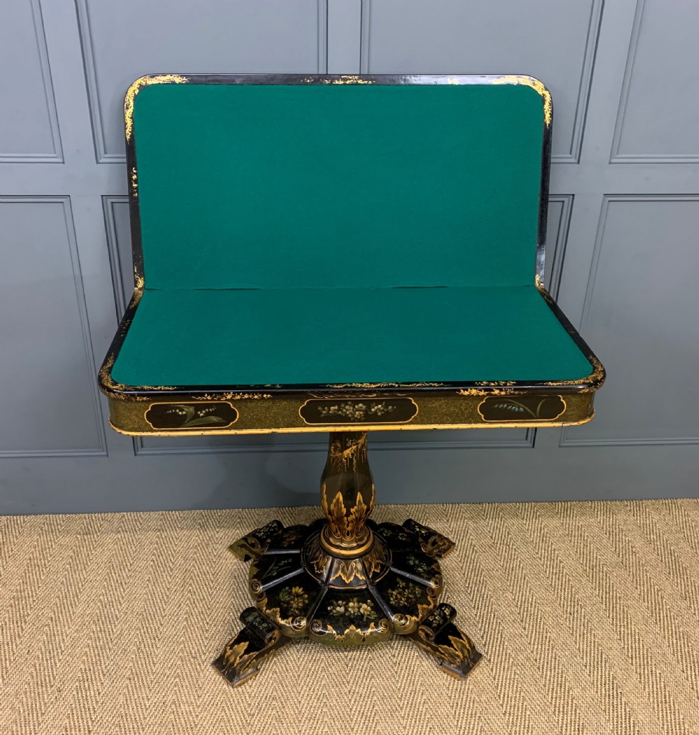 Victorian Japanned Lacquered Card Table View V