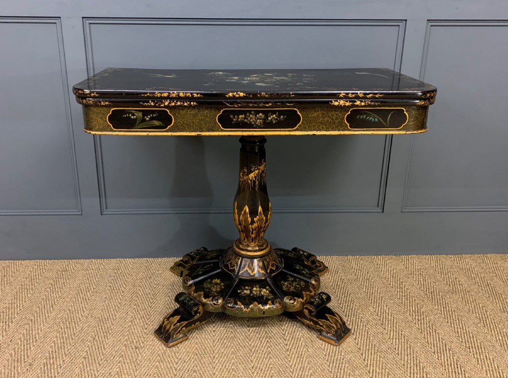 Victorian Japanned Lacquered Card Table View VI