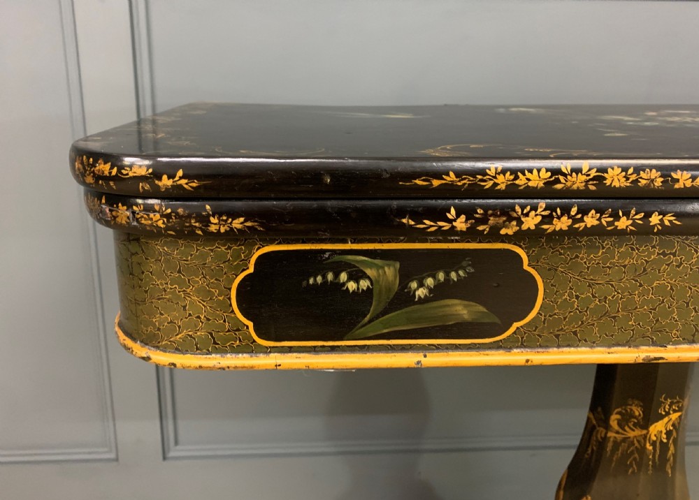 Victorian Japanned Lacquered Card Table View XII