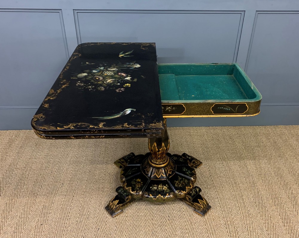Victorian Japanned Lacquered Card Table View XVI